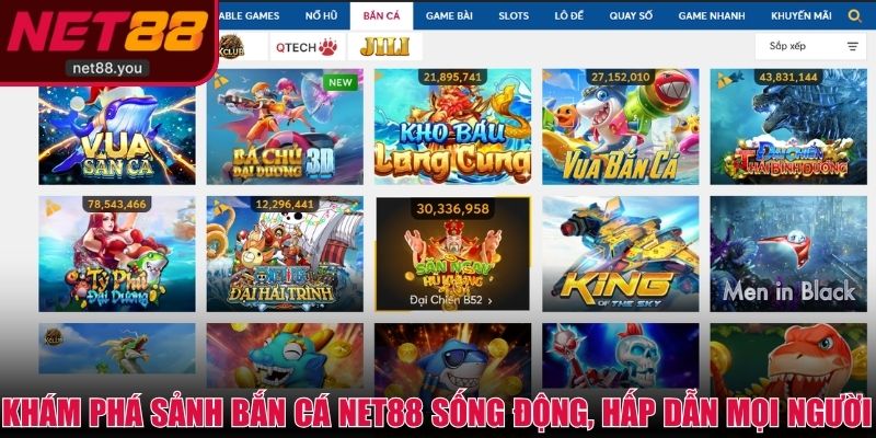 Khám phá sảnh bắn cá NET88 sống động, hấp dẫn mọi người